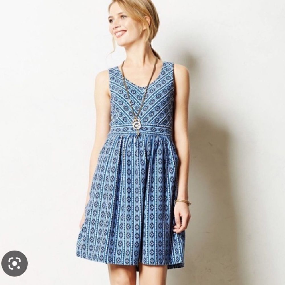 Maeve Anthropologie Lazuli Knit Aztec Dress size 2